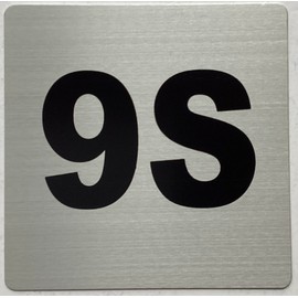 Apartment number 9S sign - UNIT NUMBER 9S SIGN (SILVER, SIZE 4x4 inch, DOUBLE SIDED TAPE) -Broadway Line