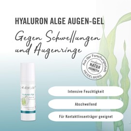ARYA LAYA Hyaluronic Algae Eye Gel, 30 ml: Fat-free Eye Care with Hyaluronic and Algae Extract, Decongestant & Moisturising, Against Dark Circles, Vegan