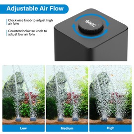 hygger Aquarium Air Pump, Quiet Adjustable Fish Tank Air Pump, 4W/7W/11W Powerful Oxygen Aerator Dual Stainless Steel Outlets with Air Stone Bubbler for Small Medium Large Fish Tank, Hydroponic, 7W