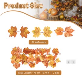 PATIKIL Fall Garlands 5.7Ft/Piece, 2 Pack Artificial Autumn Foliage Garlands Maple Leaves Hanging Vines Leaf Decoration for Home Wedding Fireplace Party,Red/Yellow/Brown