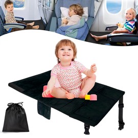 Toddler Airplane Bed, Velvet Material Kids Airplane Seat Extender Travel Bed, Kids Airplane Travel Essentials, Airplane Must Have for Toddlers, Baby Portable Plane Bed Foot Rest for Flights