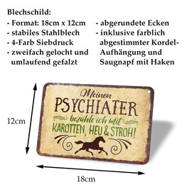 Funny Tin Sign for Horse Owners Horse Lovers – Funny Decorative Metal Sign with Cord and Suction Cup – Gift Idea for Riders – Decoration Riding Farm – 18 x 12 cm