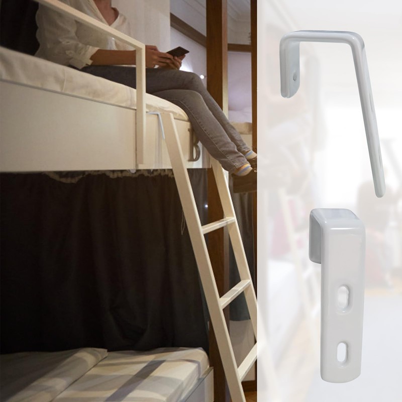 Mewuthede 4pcs Iron Bunk Bed Ladder Brackets, PVC Coated Stainless