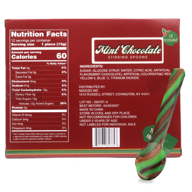 Mint Chocolate Candy Spoons, Hot Cocoa and Coffee Stir Sticks,