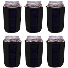 Magnetic Neoprene Collapsible Can Coolie (6 Pack Black)
