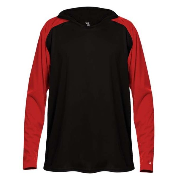 Badger Sports Breakout Hood Tee - L - BK/RD