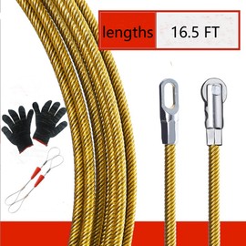 Fish Tape Wire Puller Fishing Sticks Cable Spring Electrical Equipment Tools, Wall Running Snake for Electricians (16.5FT(5meters) Spring)