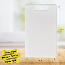 BlissMart White Chopping Board for Kitchen Multipurpose for Cutting Anti-Slip Surface Easy Clean Dishwasher Safe with Handle Multiple Size Options (37cm x 23cm)
