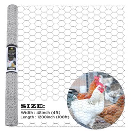 SIMBA STEEL - Chicken Wire 48 in x 100 FT x 1” Mesh x 20GA | Poultry Wire Netting | Hot Dipped Galvanised | Hexagonal Galvanized Mesh for Chicken Coop, Rabbit Cage, Fence Barrier