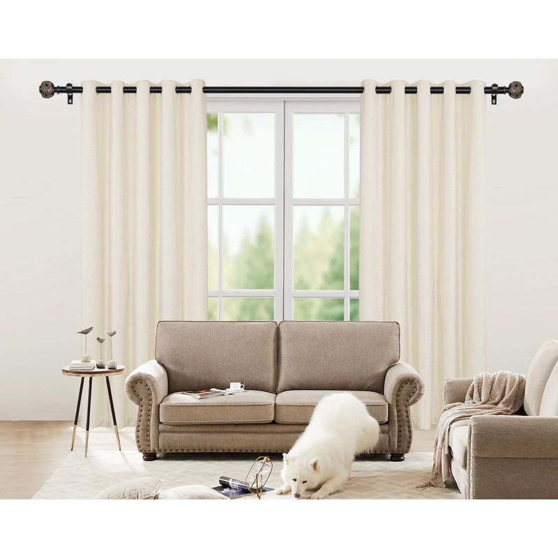 USFOOK Black Curtain Rods for Windows 72 to 144 Inch,