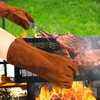 Xndryan Leather BBQ Gloves, 14 IN Extreme Heat Resistant Gloves