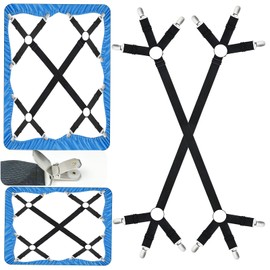 2 Pcs Fitted Heavy Duty Bed Sheet Clips for Bedding, Adjustable Bed Sheet Straps for Corners Keep Sheets Firm & Tight in Place, Universal Bed Sheet Clips Keeping Sheets Place, Sheet Suspenders
