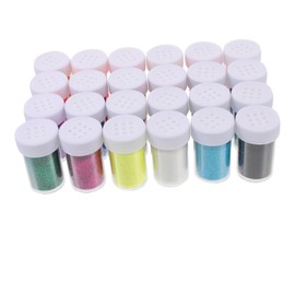 TEHAUX 24pcs Shiny Nail Art Glitter Sequins for DIY Manicure Colorful Crystal Fillers for Nail Decoration for Salons and Home Use