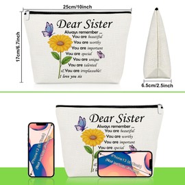 Inspirational Gifts for Sister Best Sister Ever Makeup Bag Encouragement Gifts for Women Best Friend Cosmetic Bag Birthday Graduation Christmas Wedding Present Motivational Friendship Travel Pouch