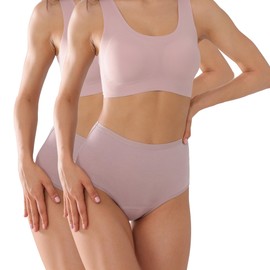 KARSWATT Washable High Rise Urinary Incontinence Underwear for Women, Postpartum Panty Feminine Care for Leaks, 2 Pack (Large, Dusk)