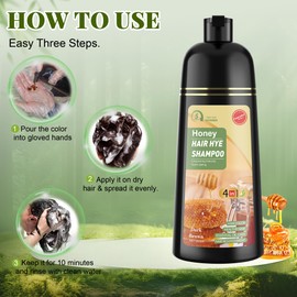 XYZCREATIVE Dark Brown Hair Dye Shampoo 3 in 1 for Women & Men 100% Gray Hair Coverage - Herbal Ingredients Natural Plant Hair Color - Hair Dye in Minutes 500ML