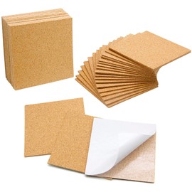 Blisstime 36 Self-Adhesive Cork Sheets 4"x 4" for DIY Coasters, Mini Wall Cork Board with Strong Adhesive-Backed (Round)