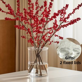 Vexiota 3 Acrylic Cylinder Clear Vase for Centerpieces, Tall Large Unbreakable Plastic Flower Vases for Home Decor (D 4.8" - D 4" X H 12" + 2 Holder)