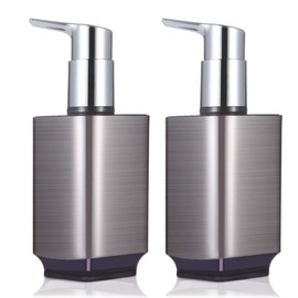 Boperzi 2 Pack Soap Dispenser Rust Proof Refillable Liquid Hand & Dish Soap Dispenser Set Leak Proof Plastic Chorme Pump for Kitchen Bathroom, 10oz