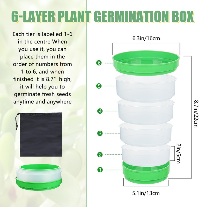 AOMGD 4-Tier Sprouts Growing Tray,Microgreens Growing Kit with Sprout Lid,