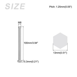 METALLIXITY Hex Bolts (M8-1.25x100mm) 10Pcs, 304 Stainless Steel Coarse Fully Threaded Hex Head Screw Bolt Machine Screws - for Furniture Repair, Silver