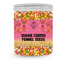 Vedik Sattva Natural Sugar Coated Fennel Seeds | Homemade Indian Taste | 5.29 OZ (150 gm) | PACK OF 1