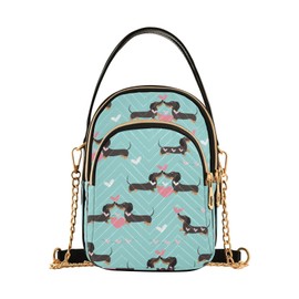 Mnsruu Women Girls Crossbody Bag, Dachshund Dogs Hearts Blue Ladies Shoulder Bag, Cellphone Handbags Coin Purse Wallet Gifts