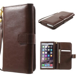 DFV mobile - Crazy Horse PU Leather Wallet Case with Frame Touchable Screen and Card Slots for iBall Andi 4.5M Enigma - Brown