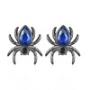 Gothic Spider Stud Earrings, 925 Sterling Silver Blue Zircon Stone