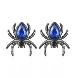 Gothic Spider Stud Earrings, 925 Sterling Silver Blue Zircon Stone Spider Earrings, Gothic Jewelry Gifts for Men and Women