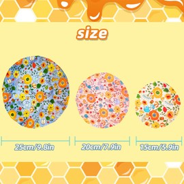 3 Pieces Beeswax Bowl Covers Reusable Beeswax Food Wrap Stretch Cloth Fabric Elastic Food Storage Covers Cotton Bread Bowl Covers
