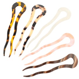 Vaguelly 5pcs Vintage Acetate Hair Sticks U Shaped Hair Clips for Women Elegant Retro Hairpins for Bun Party Festival Comfortable Gripping Design Charming Styling Accessory
