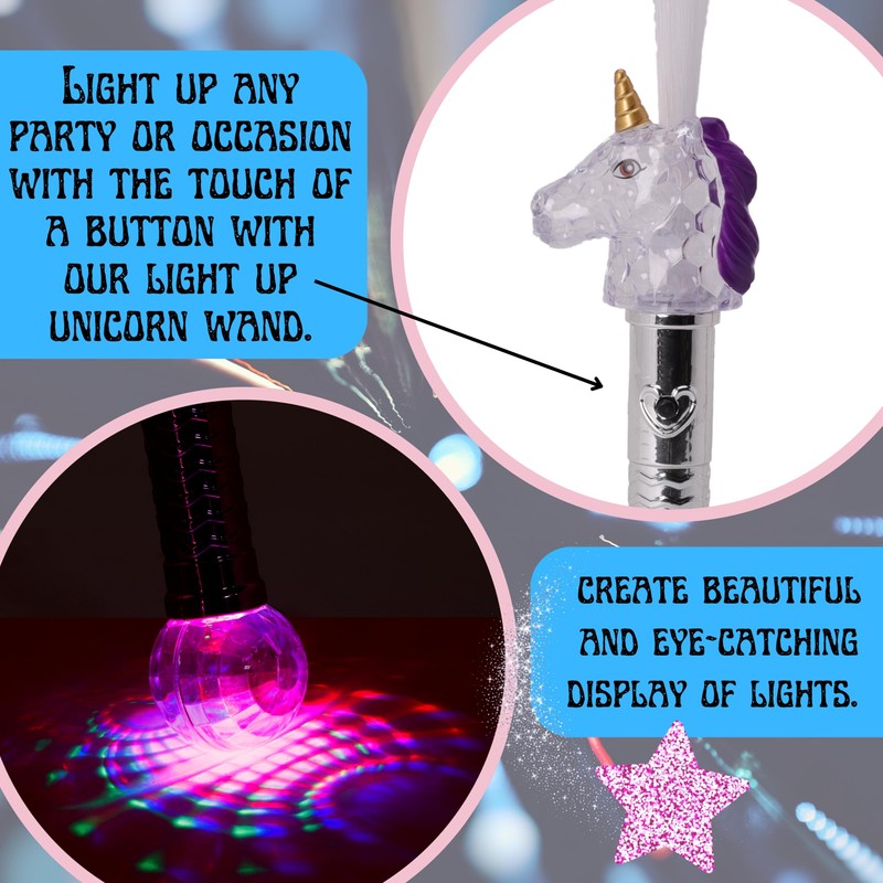 Toyland® 38cm (15") Multicoloured Light Up Fibre Optic Unicorn Wand
