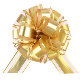 12 Pieces Big Pull Bow Gift Wrapping,6 inches, Pull Bow Ribbon Pull Bows for Christmas Wedding Baskets Valentine's Day Bows Ribbon Large Bow for Gift Wrapping (Yellow&Gold)