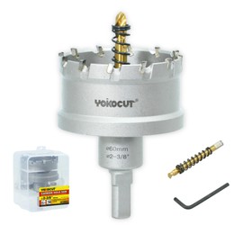 2-3/8 Inch Carbide Hole Saw, Hole Cutter Carbide Tipped with Pilot Drill Bit, TCT Hole Saws for Stainless Steel, Metal, Iron, Copper, Brass, Plastic, Wood