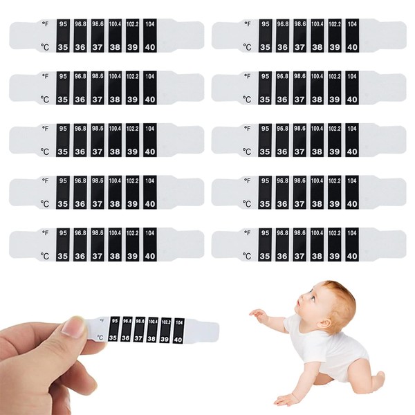 Forehead Thermometer Fever Children, Thermometer Strips, Thermometer Sticker, Strip Thermometer, Reusable for Temperature Controls for Babies