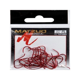 Matzuo Sickle Octopus Hook (Pack of 25), Red Chrome, 1/0, White, Model:141062-1/0
