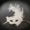 Feather Masquerade Ball Mask White M7634