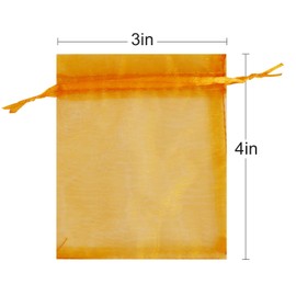 Lautechco 100Pcs Organza Bags 3x4 inches Orange Organza Gift Bags Small Mesh Bags Drawstring Gift Bags Christmas Drawstring Organza Gift Bags (3x4 inches Orange)