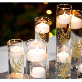 NUZELA 36Pcs Faux Flowers for Floating Candles, Floating-Effect Flowers for Vase Filler, Cylinder Vase Fillers Centerpiece Table Deocrations for Wedding, Party, Event, Home, Restaurant (Gold)