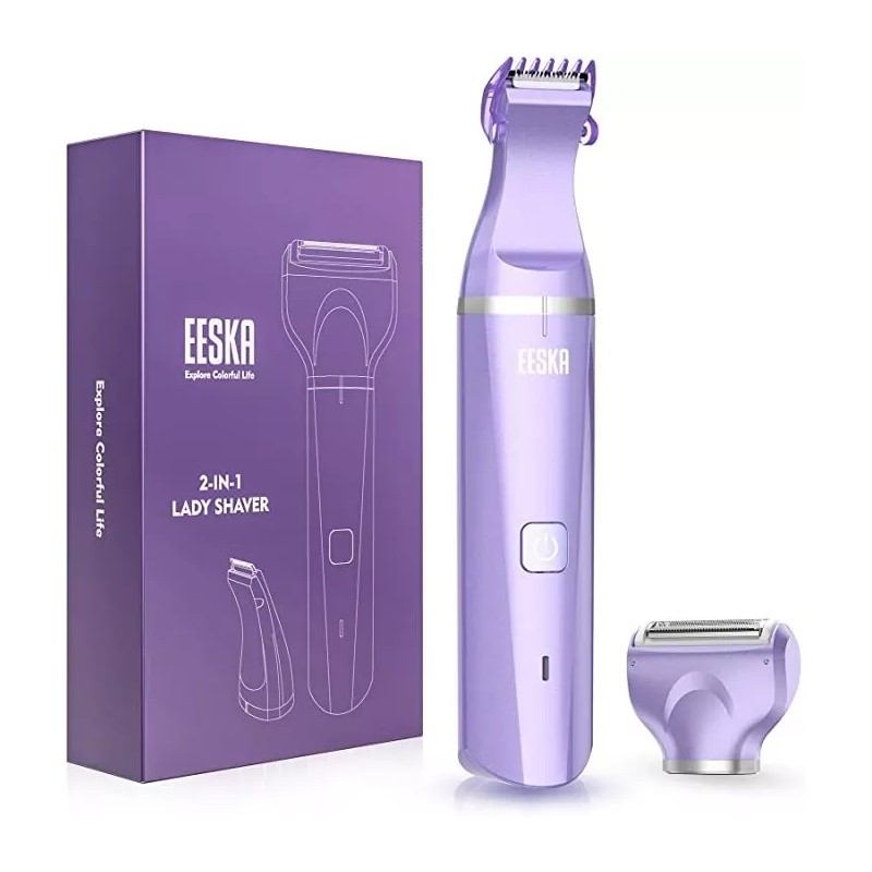 EESKA 2-in-1 ladies shaver. dual interchangeable heads,dry/wet use,rechargeable!