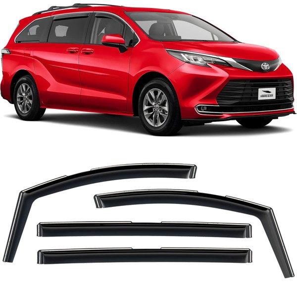 Voron Glass in-Channel Extra Durable Rain Guards for Toyota Sienna 2021-2023, Window Deflectors, Vent Window Visors, 4 Pieces - 200422