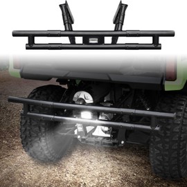 SAUTVS Rear Bumper with LED Light for Honda Pioneer 520 2021-2025, Black Steel Double-Tube Rear Brush Guard Protector with LED Accent Light for Honda Pioneer 520 Accessories