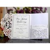 Wedding Invitation Cards,10pcs Laser Cut Floral Design Invites Pocket for