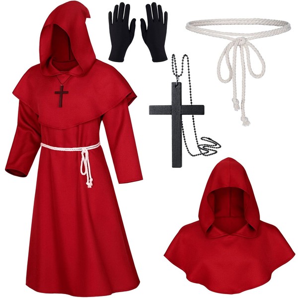 XCMVCN Monk Robe Medieval Renaissance Robe, Men's Hooded Monk Robe