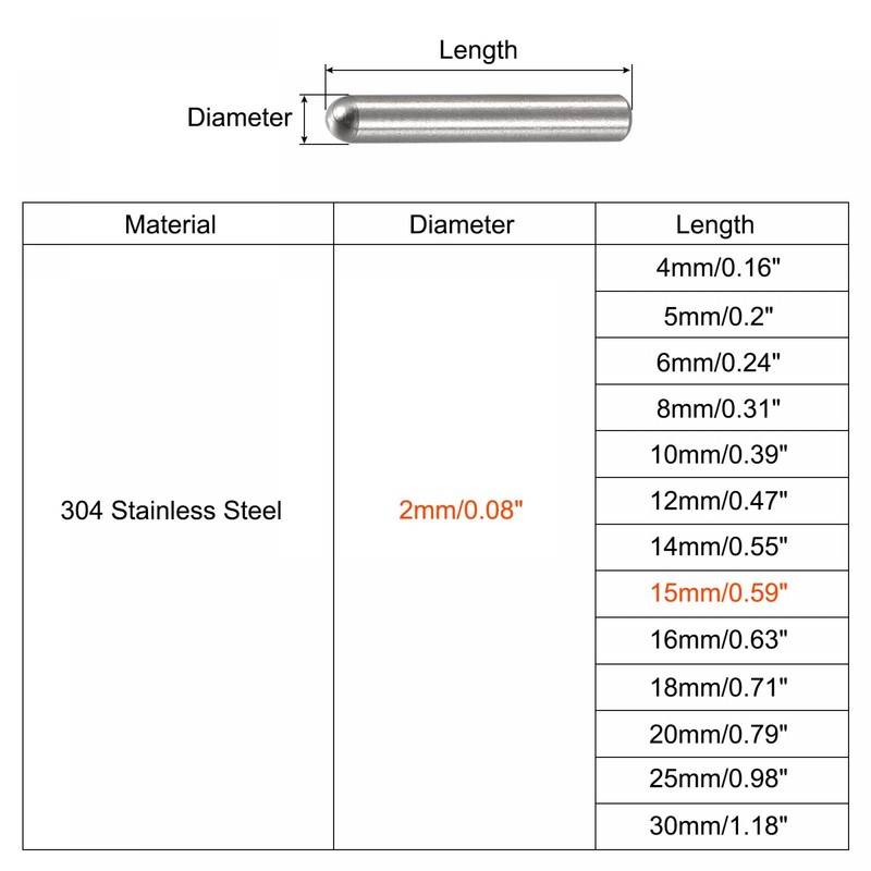 sourcing map Pack of 50 Tension Pins 304 Stainless Steel