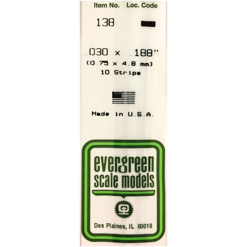 Evergreen 70EG138 Scale Model, Flat Rod, 0.75 x 4.8 mm,