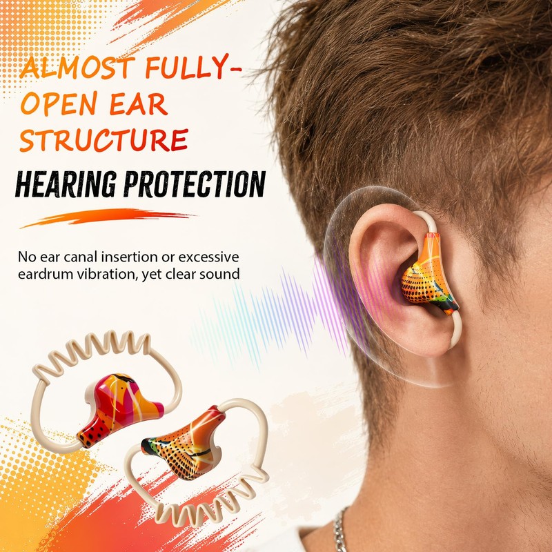 Yeforu Wireless Bluetooth Semi Open Ear Headphones Over Open Ear