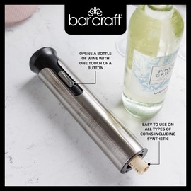BarCraft Stainless Steel Electric Corkscrew, Gift Boxed, Silver