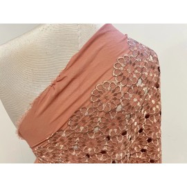 wowfabric4less123 DARK PEACH  Embroidered  Chiffon Scarf Shawl  68x22 Wide